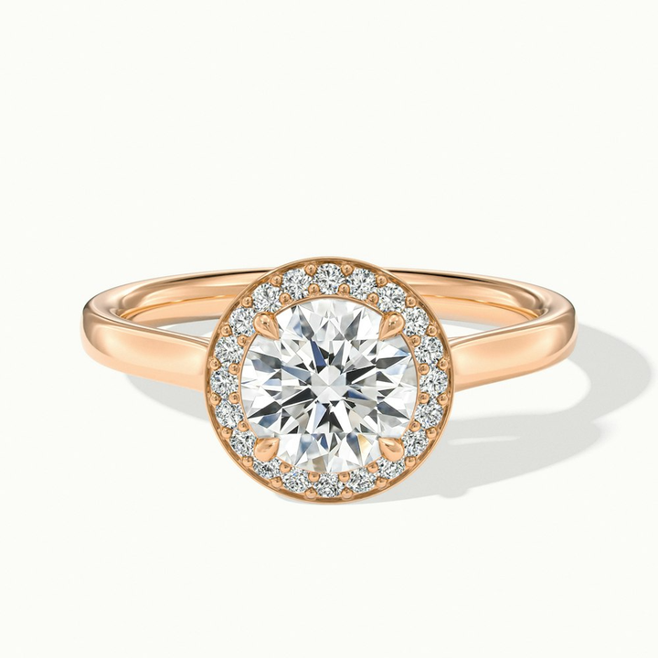 Iva 1 Carat Round Halo Moissanite Diamond Ring in 10k Rose Gold