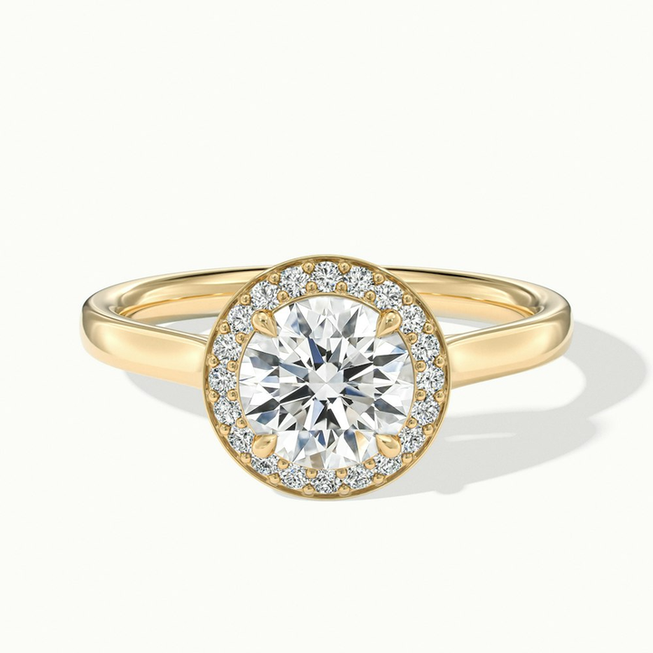 Helyn 3 Carat Round Halo Lab Grown Engagement Ring in 10k Yellow Gold