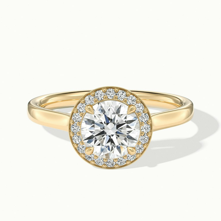 Iva 2 Carat Round Halo Moissanite Diamond Ring in 10k Yellow Gold