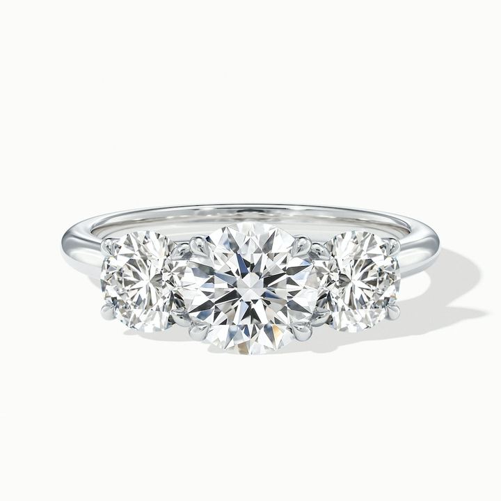 Iara 5 Carat Round Three Stone Lab Grown Engagement Ring in 10k White Gold