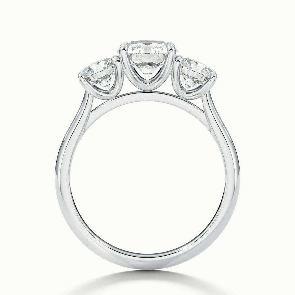 Iara 4 Carat Round Three Stone Lab Grown Engagement Ring in 14k White Gold