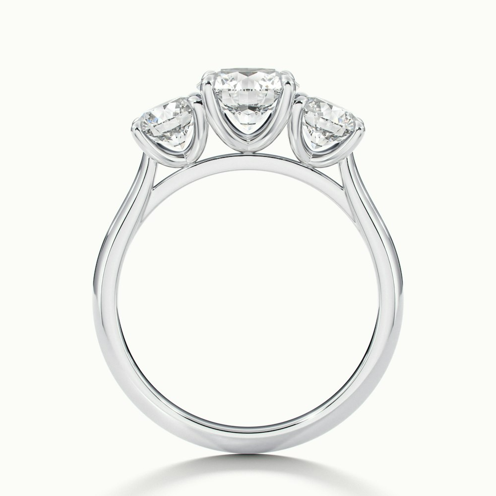 Iara 5 Carat Round Three Stone Lab Grown Engagement Ring in 10k White Gold