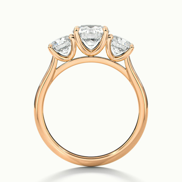 Iris 4 Carat Round Three Stone Moissanite Diamond Ring in 10k Rose Gold