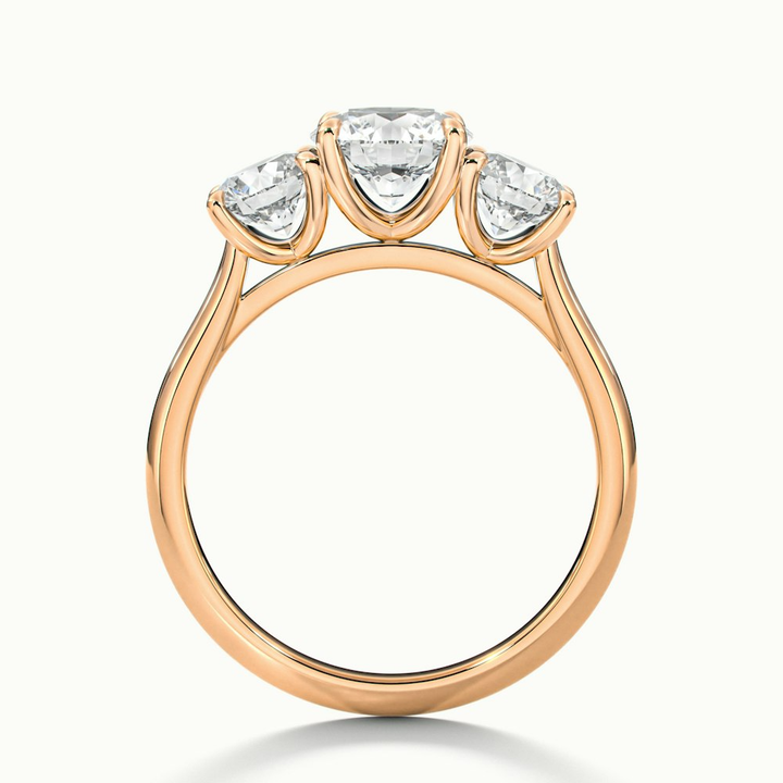 Iris 1 Carat Round Three Stone Moissanite Diamond Ring in 10k Rose Gold