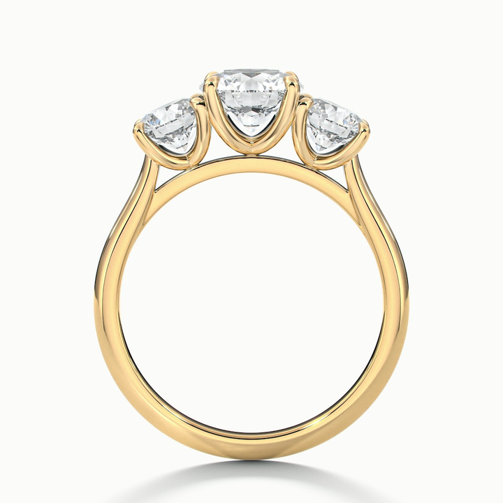 Iara 2.5 Carat Round Three Stone Lab Grown Engagement Ring in 14k Yellow Gold