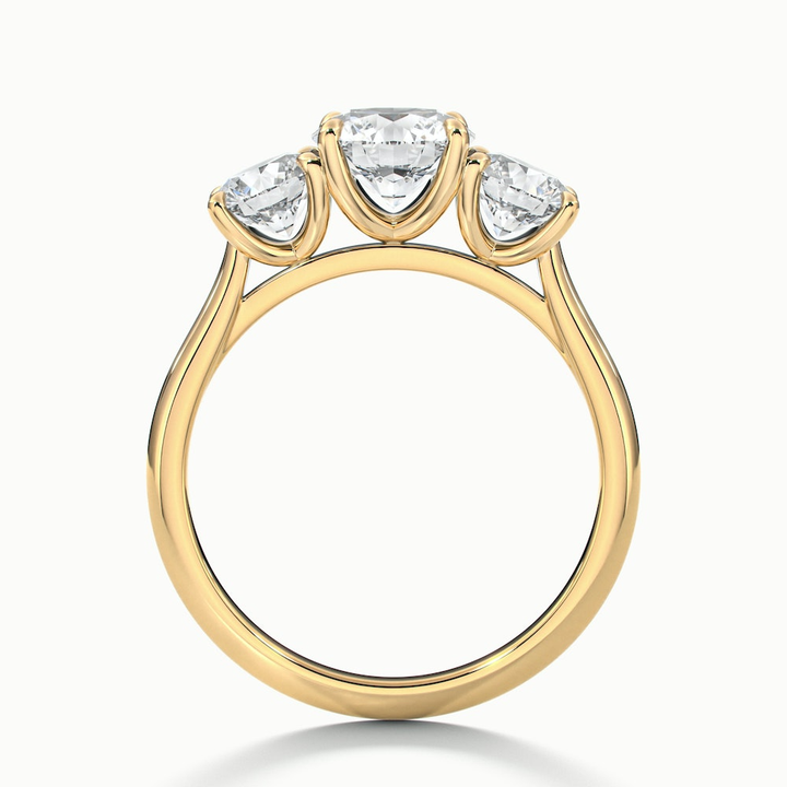 Iara 1.5 Carat Round Three Stone Lab Grown Engagement Ring in 18k Yellow Gold
