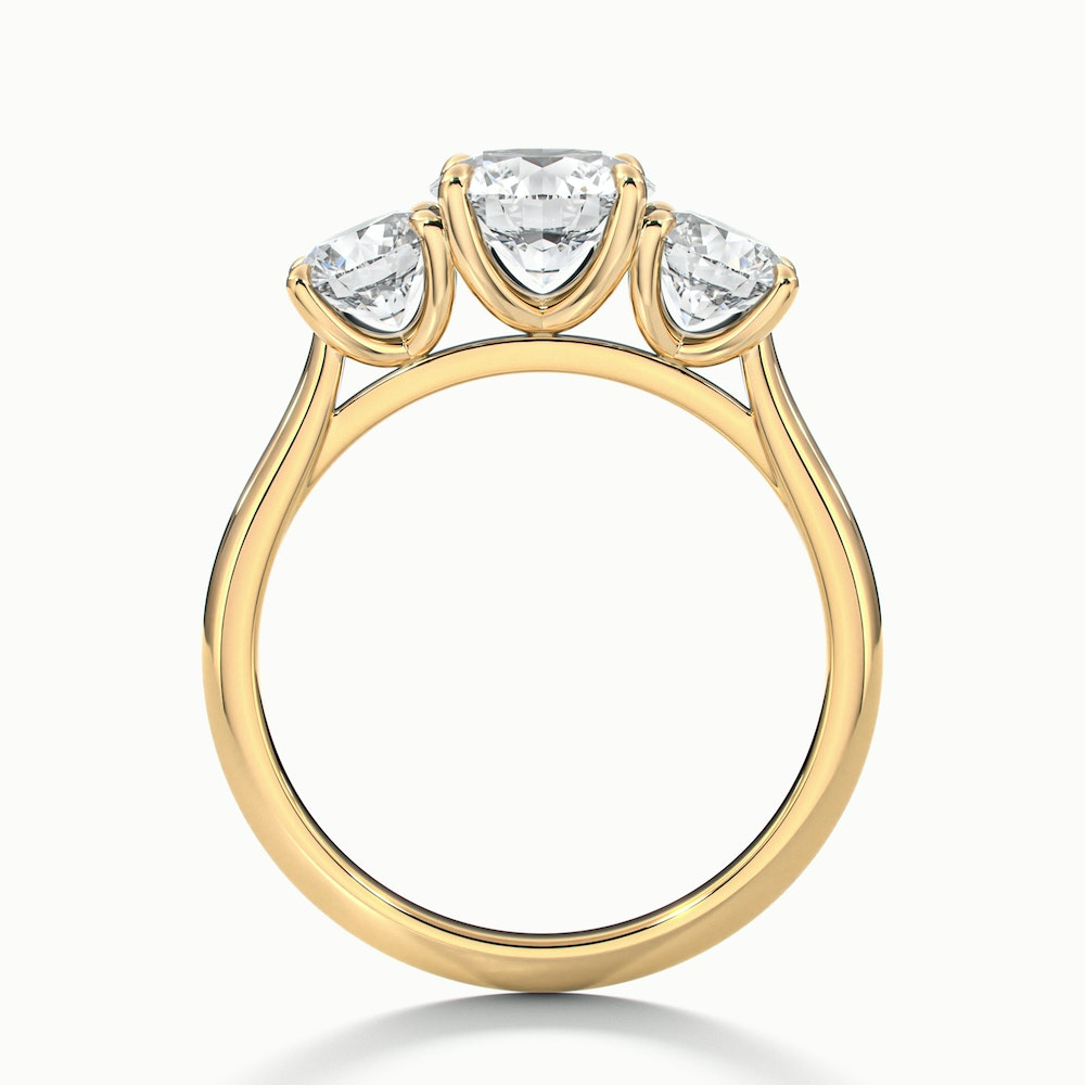 Iara 2 Carat Round Three Stone Lab Grown Engagement Ring in 10k Yellow Gold