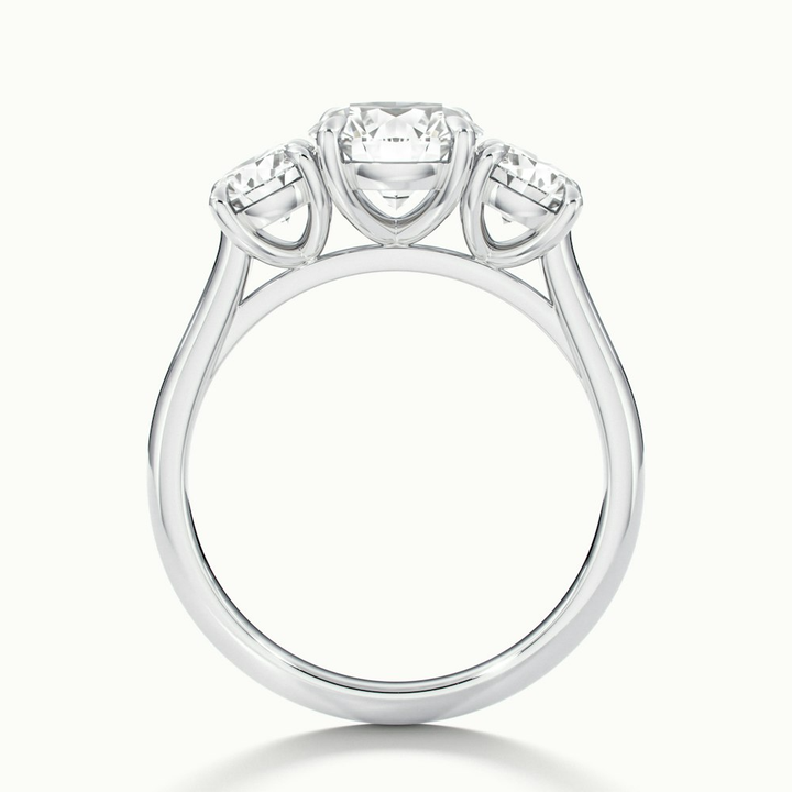 Ira 5 Carat Round Three Stone Lab Grown Engagement Ring in 10k White Gold