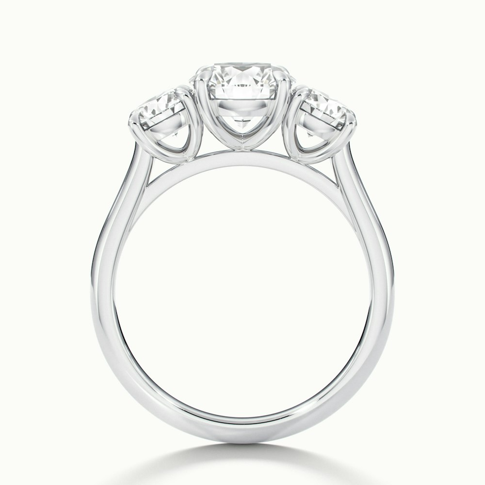 Hana 1 Carat Round Three Stone Moissanite Diamond Ring in Platinum