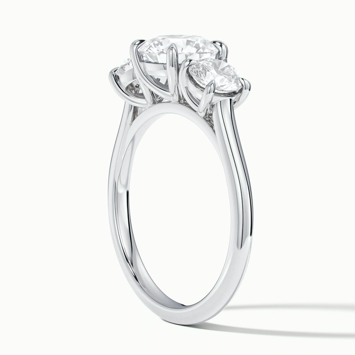 Ira 5 Carat Round Three Stone Lab Grown Engagement Ring in 18k White Gold