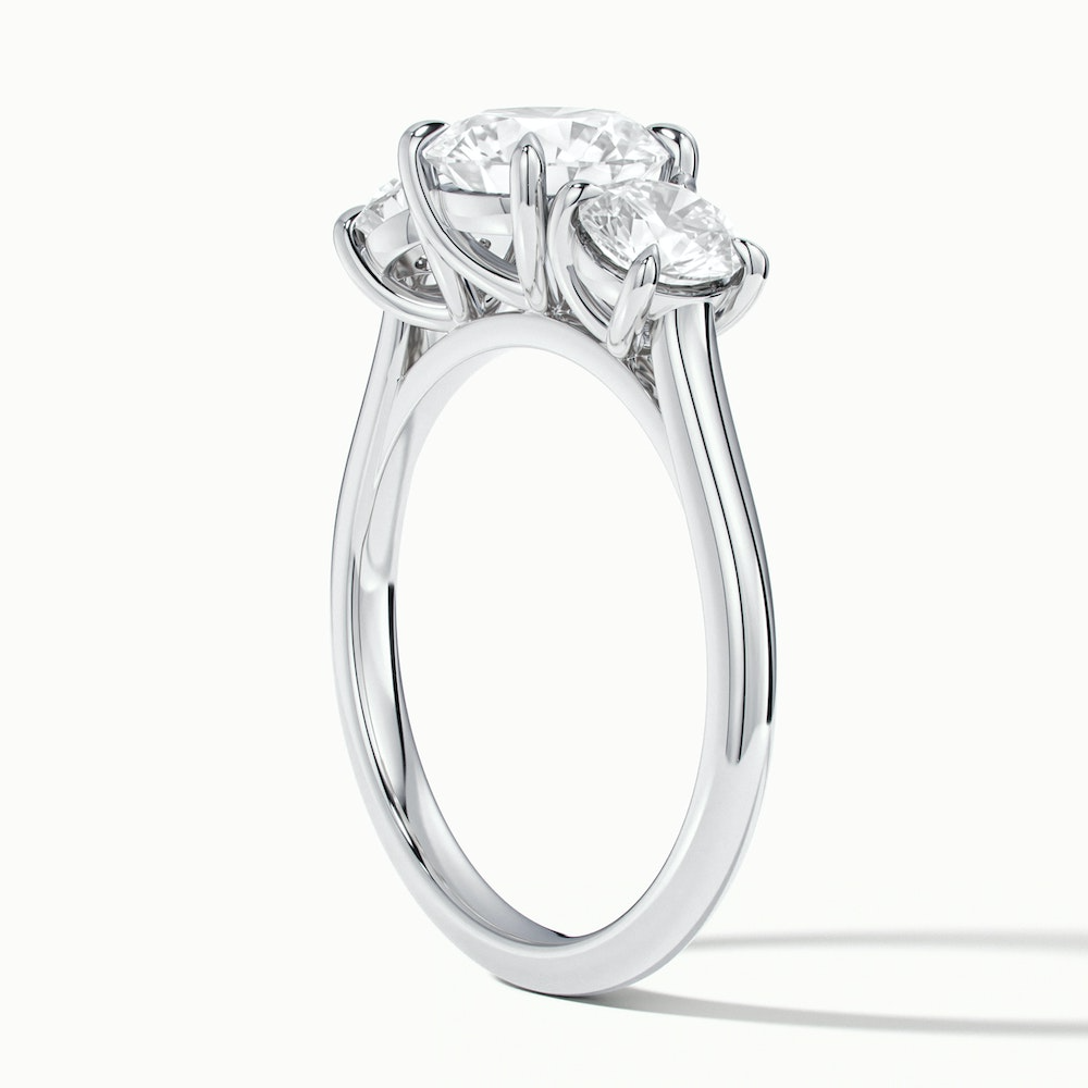 Ira 2 Carat Round Three Stone Lab Grown Engagement Ring in Platinum