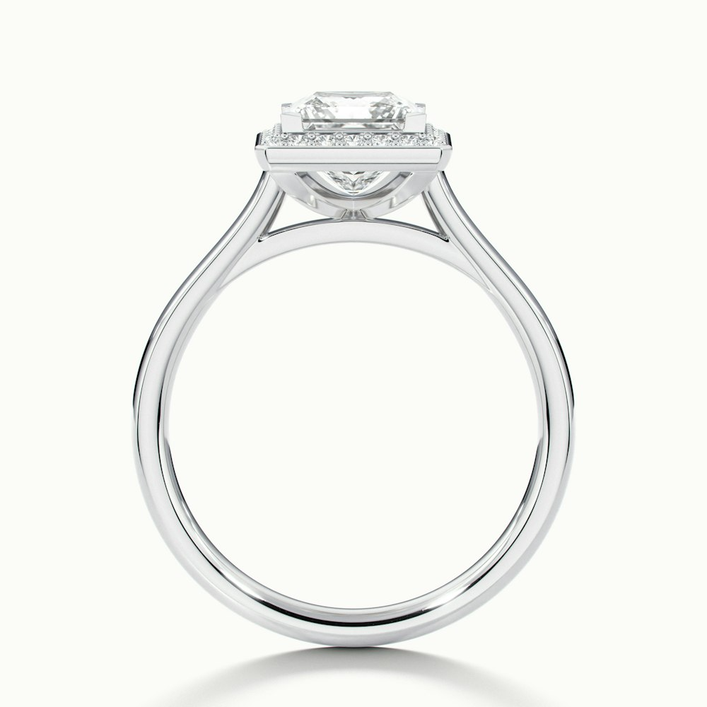 Fiona 3 Carat Princess Cut Halo Pave Moissanite Diamond Ring in 18k White Gold