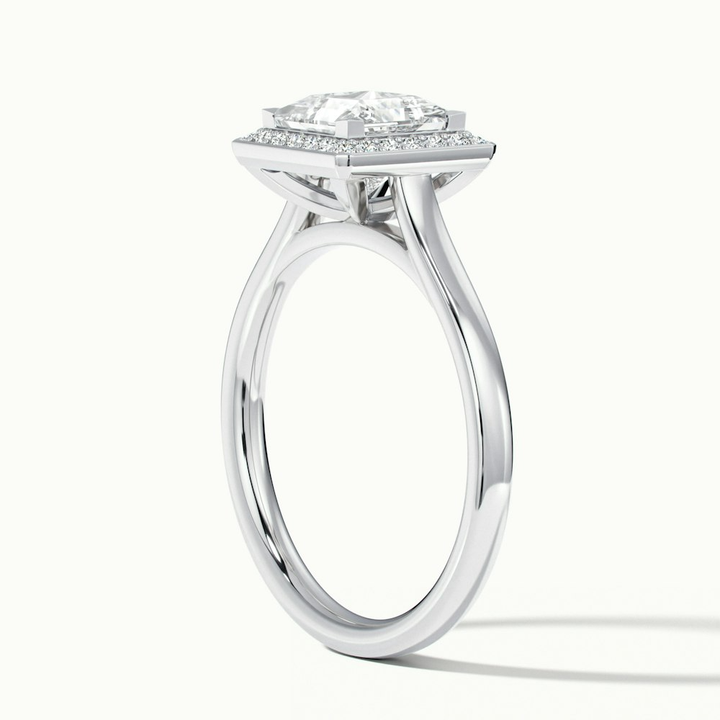 Ivy 9 Carat Princess Cut Halo Pave Moissanite Diamond Ring in 10k White Gold