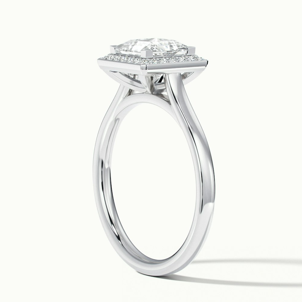 Fiona 5 Carat Princess Cut Halo Pave Moissanite Diamond Ring in Platinum
