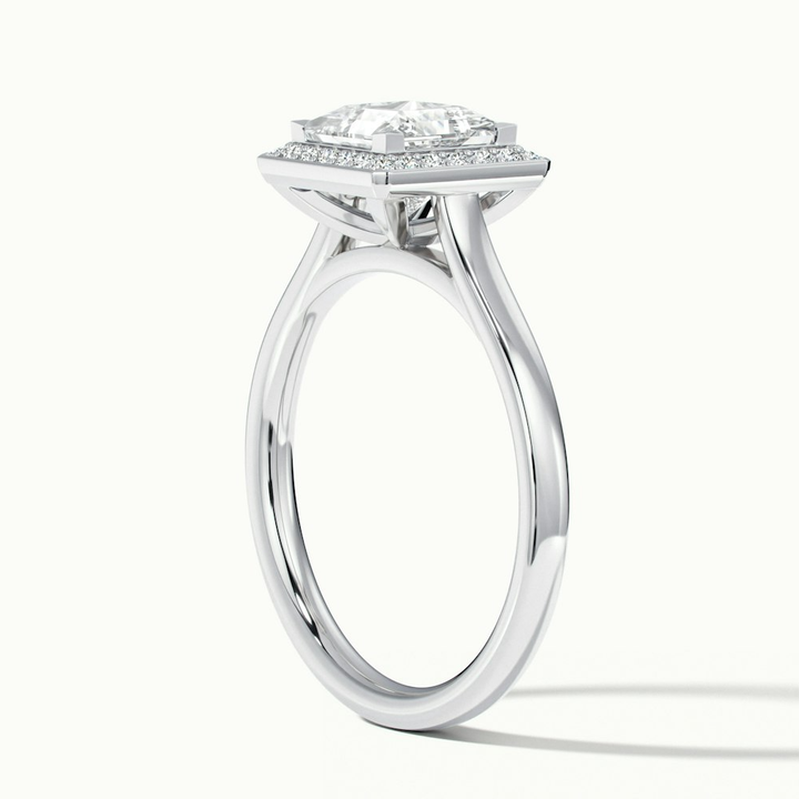 Fiona 2 Carat Princess Cut Halo Pave Moissanite Diamond Ring in 18k White Gold