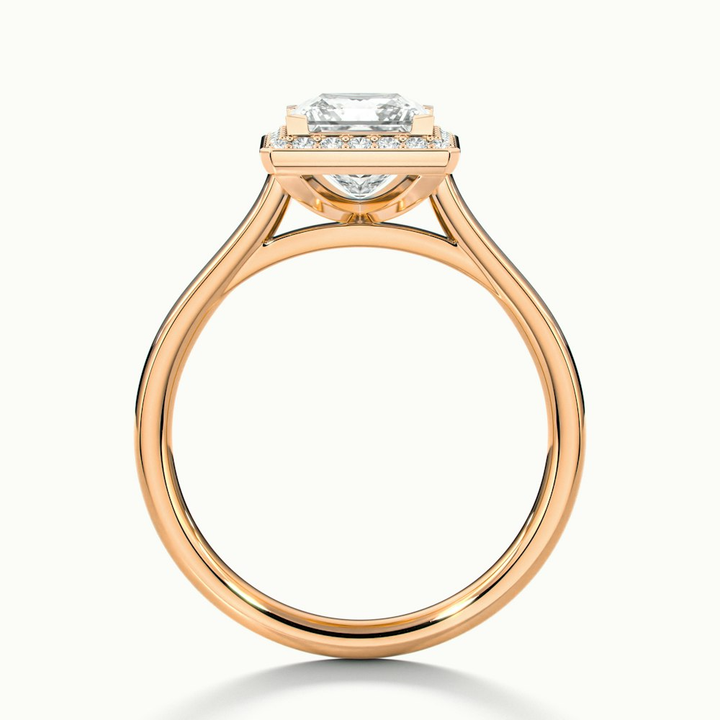 Kelly 2 Carat Princess Cut Halo Pave Lab Grown Engagement Ring in 14k Rose Gold