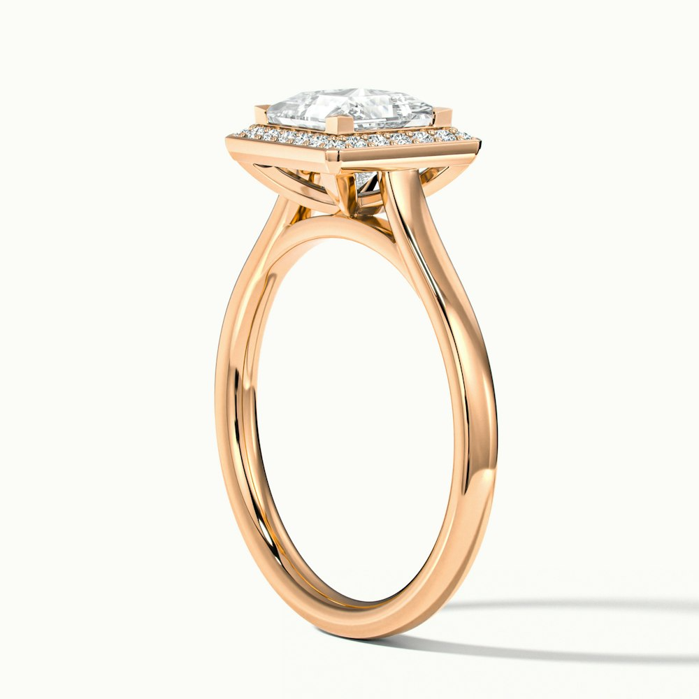 Fiona 3 Carat Princess Cut Halo Pave Moissanite Diamond Ring in 18k Rose Gold