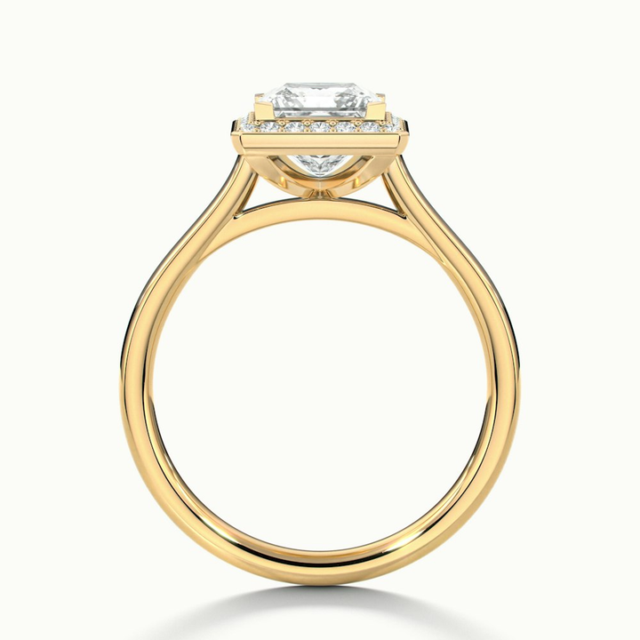 Fiona 2 Carat Princess Cut Halo Pave Moissanite Diamond Ring in 10k Yellow Gold
