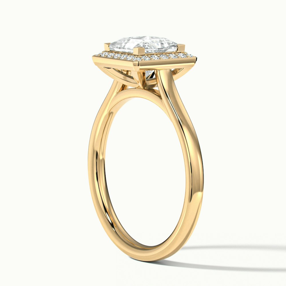 Fiona 1.5 Carat Princess Cut Halo Pave Moissanite Diamond Ring in 14k Yellow Gold