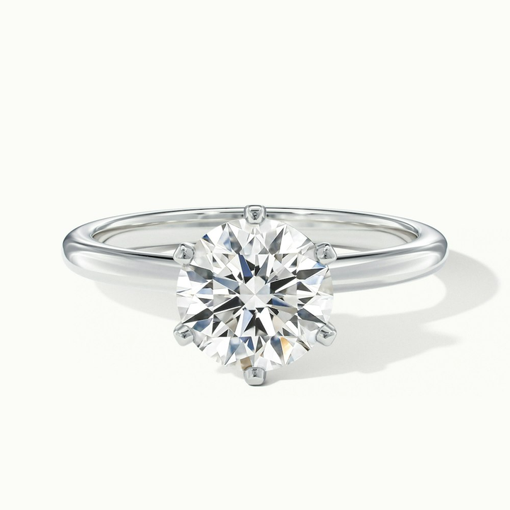 Emma 3 Carat Round Solitaire Lab Grown Engagement Ring in 18k White Gold