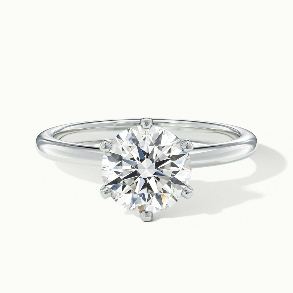 Flora 4.5 Carat Round Solitaire Moissanite Diamond Ring in 18k White Gold