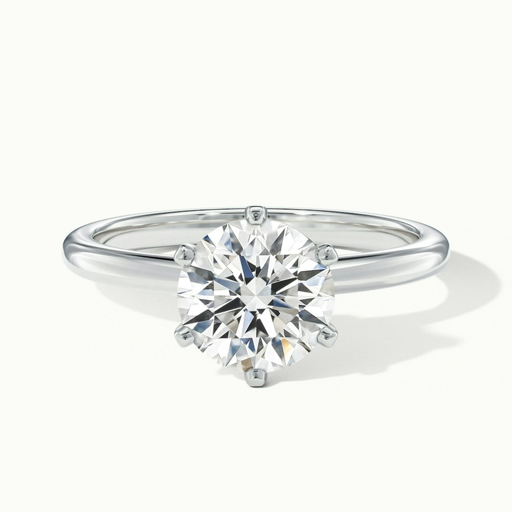Emma 1 Carat Round Solitaire Lab Grown Engagement Ring in 18k White Gold