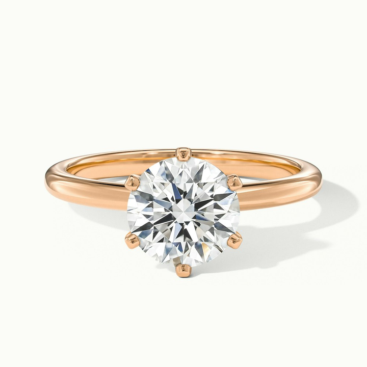 Flora 1 Carat Round Solitaire Moissanite Diamond Ring in 10k Rose Gold