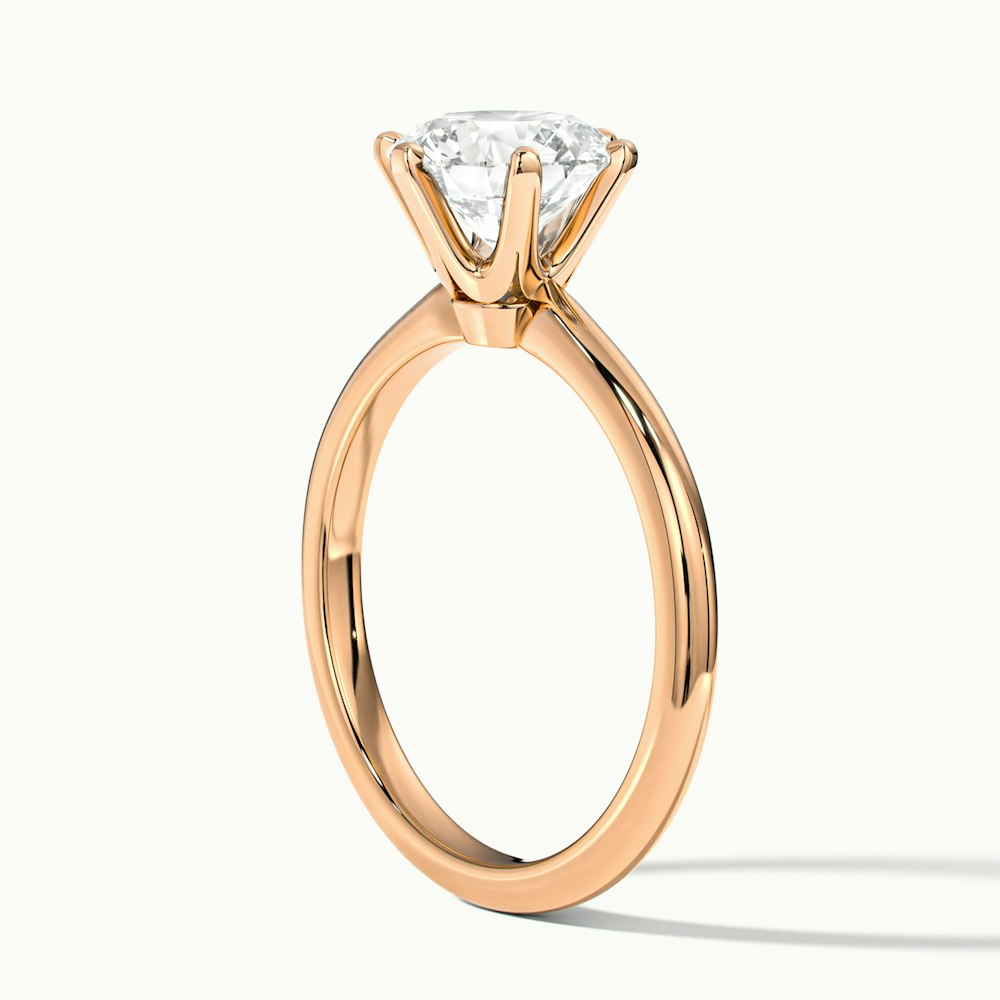 Flora 3 Carat Round Solitaire Moissanite Diamond Ring in 18k Rose Gold