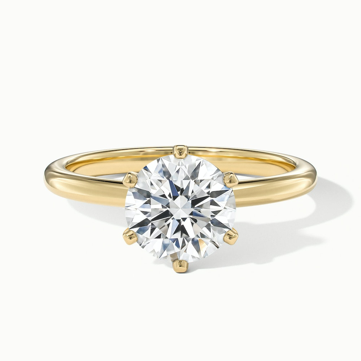 Flora 1.5 Carat Round Solitaire Moissanite Diamond Ring in 18k Yellow Gold