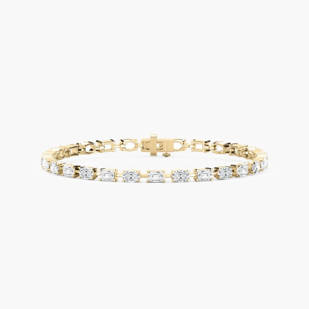 Stella Emerald And Oval Cut Lab Grown Diamond Tennis Bracelet