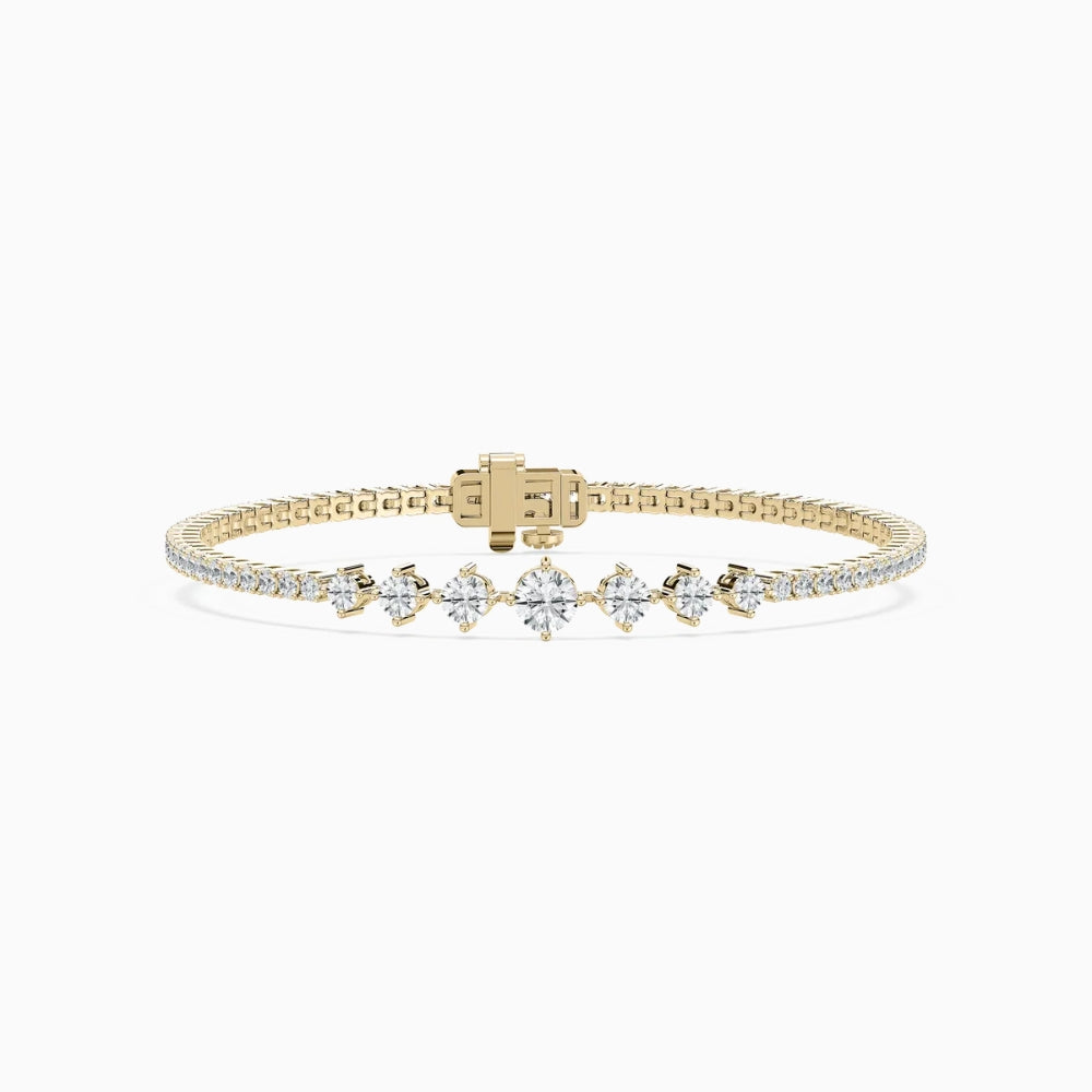 Daisy Round Cut Lab Grown Diamond Intricate Tennis Bracelet