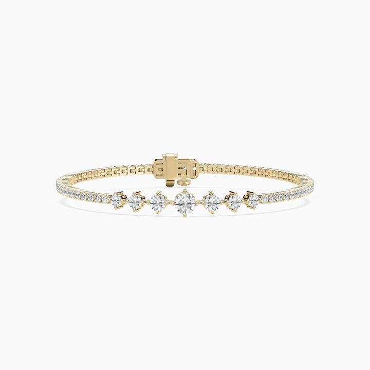 Daisy Round Cut Lab Grown Diamond Intricate Tennis Bracelet