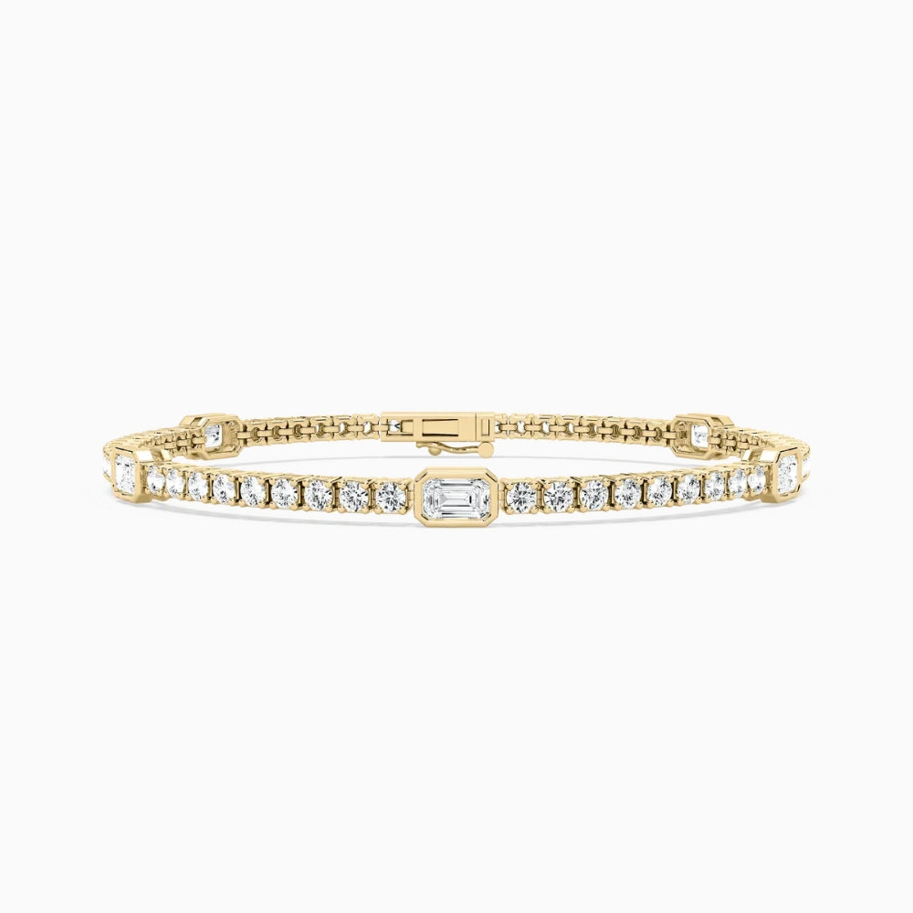 Ivory Emerald And Round Cut Lab Grown Diamond Tennis Bracelet