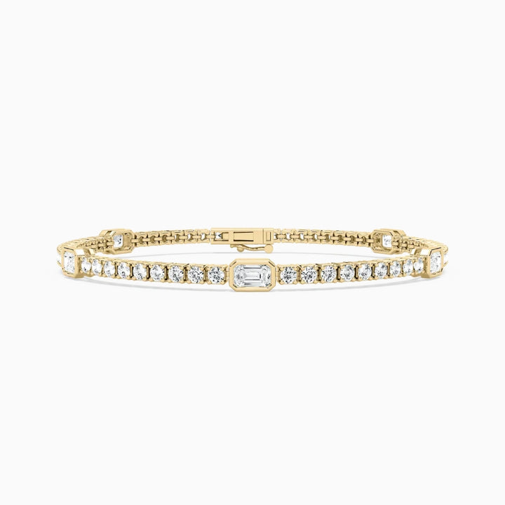 Ivory Emerald And Round Cut Lab Grown Diamond Tennis Bracelet