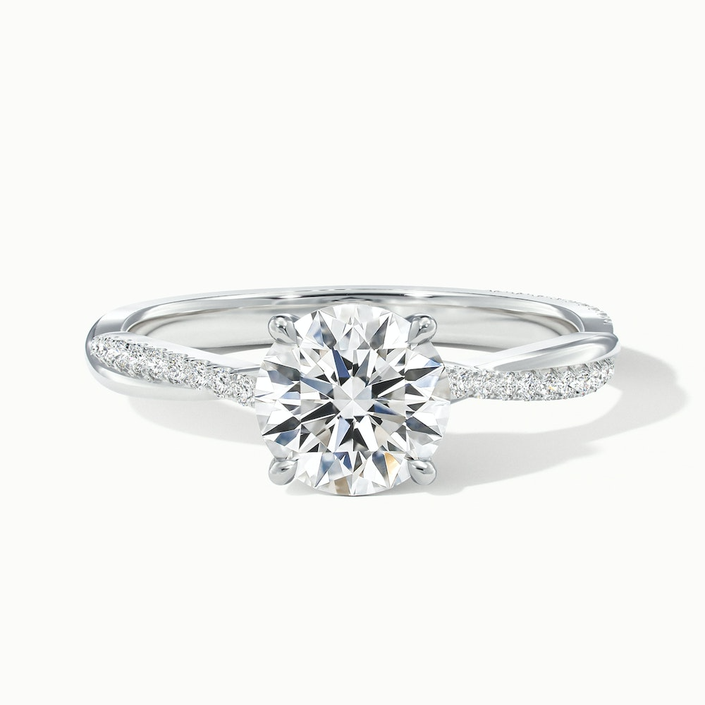 Thea 8 Carat Round Cut Solitaire Scallop Moissanite Diamond Ring in 10k White Gold