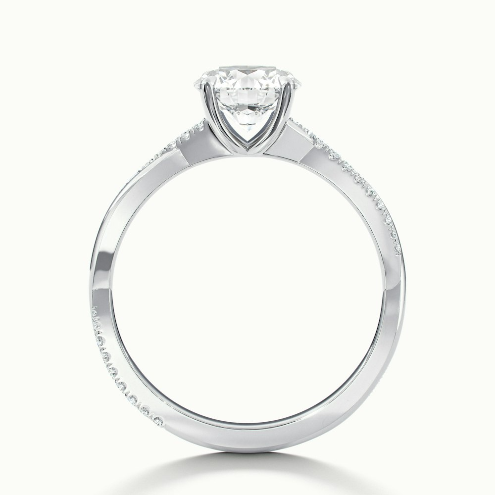 Elle 4 Carat Round Cut Solitaire Scallop Lab Grown Engagement Ring in 14k White Gold