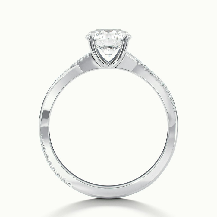Elle 5 Carat Round Cut Solitaire Scallop Lab Grown Engagement Ring in 10k White Gold