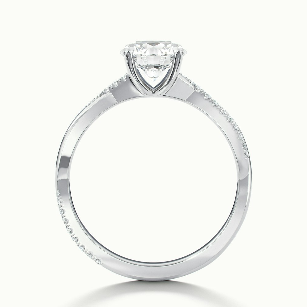 Amy 1 Carat Round Cut Solitaire Scallop Moissanite Diamond Ring in Platinum