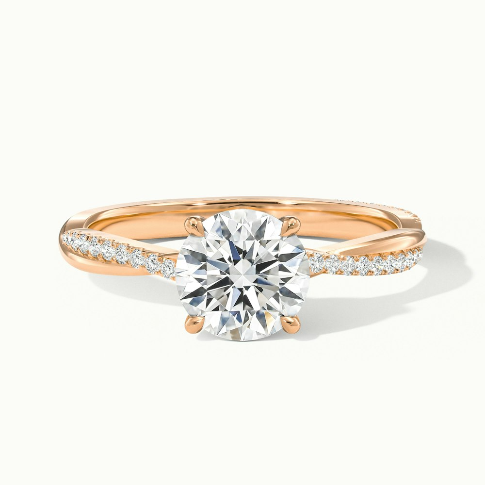 Thea 9 Carat Round Cut Solitaire Scallop Moissanite Diamond Ring in 10k Rose Gold