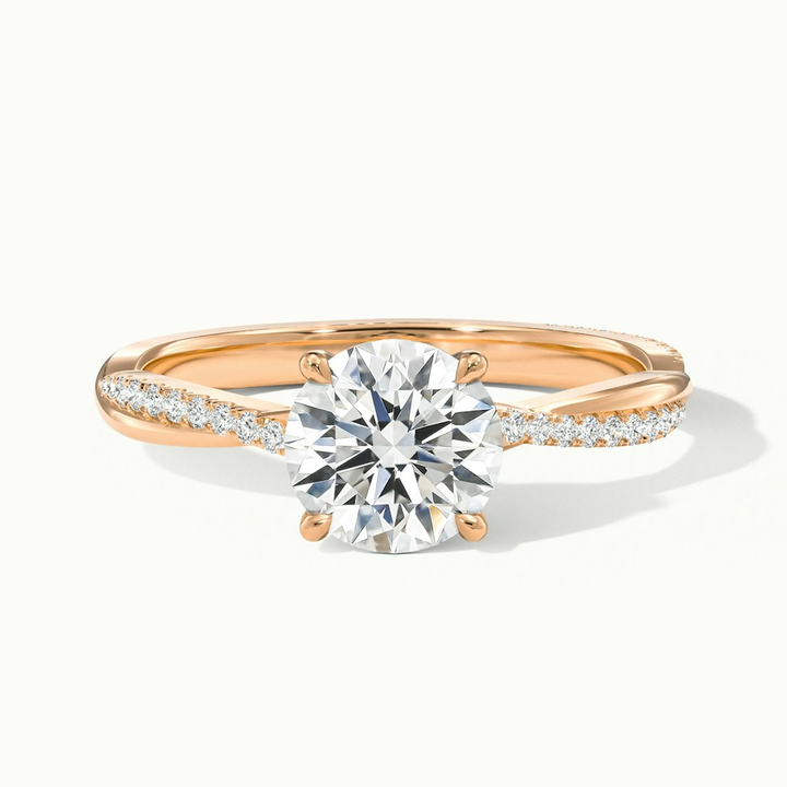 Elle 1.5 Carat Round Cut Solitaire Scallop Lab Grown Engagement Ring in 10k Rose Gold