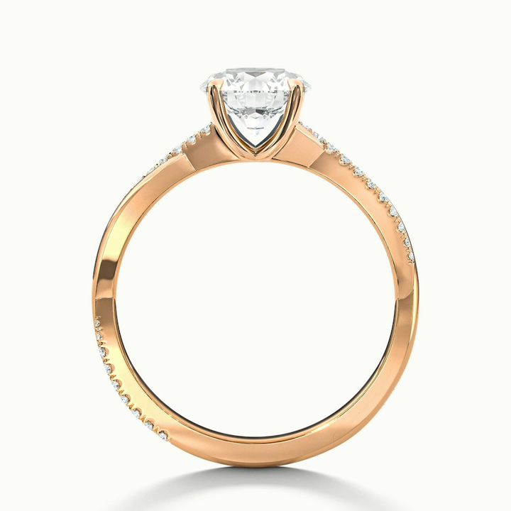 Elle 2 Carat Round Cut Solitaire Scallop Lab Grown Engagement Ring in 14k Rose Gold