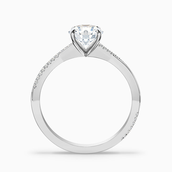 thea 6 carat round cut solitaire scallop moissanite diamond ring in platinum -  Side View