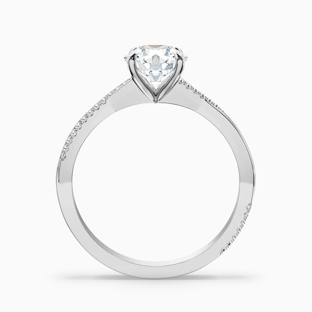 Amy 4 Carat Round Cut Side Stone Twisted Pave Moissanite Diamond Ring - Side View