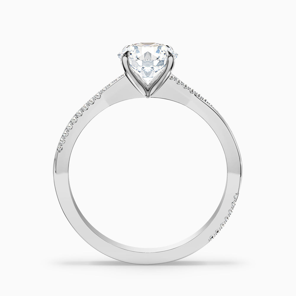 Elle 2.5 Carat Round Cut Side Stone Twisted Pave Lab Grown Engagement Ring in 10k White Gold - Side View