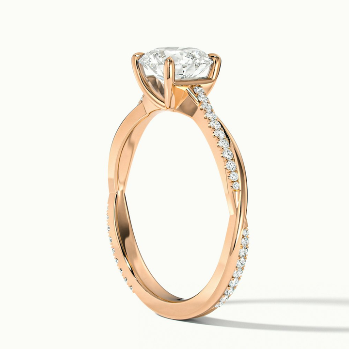 Amy 1.5 Carat Round Cut Solitaire Scallop Moissanite Diamond Ring in 10k Rose Gold