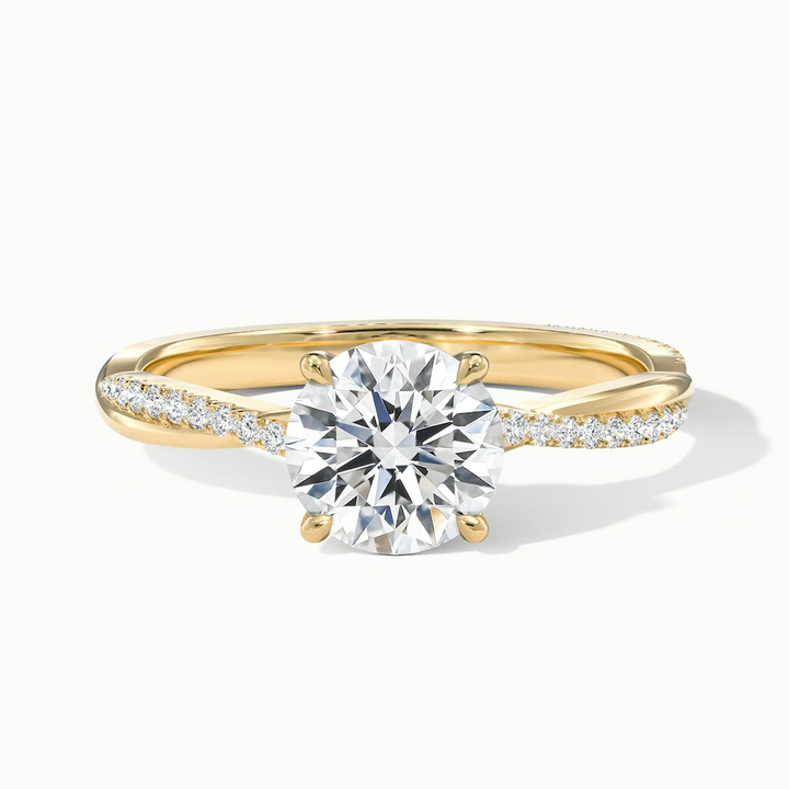 Elle 2 Carat Round Cut Solitaire Scallop Lab Grown Engagement Ring in 10k Yellow Gold