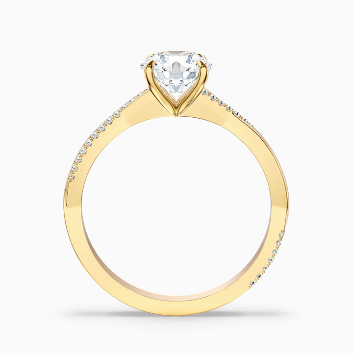 Elle 3.5 Carat Round Cut Side Stone Twisted Pave Lab Grown Engagement Ring in Platinum - Side View