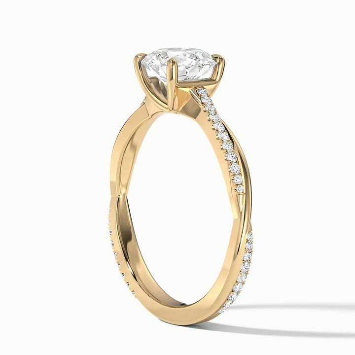 Elle 1.5 Carat Round Cut Solitaire Scallop Lab Grown Engagement Ring in 14k Yellow Gold