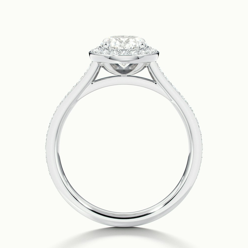 Emily 2.5 Carat Oval Halo Pave Moissanite Diamond Ring in 14k White Gold