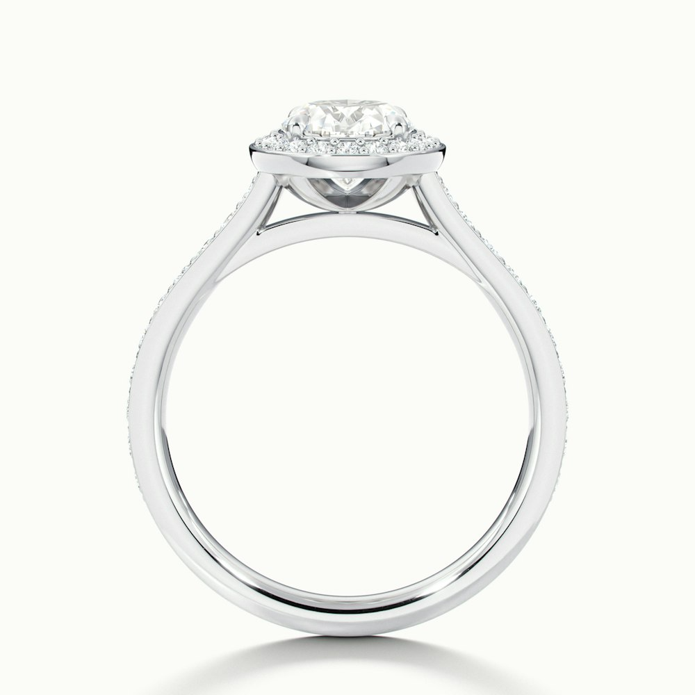 Emily 2 Carat Oval Halo Pave Moissanite Diamond Ring in 14k White Gold